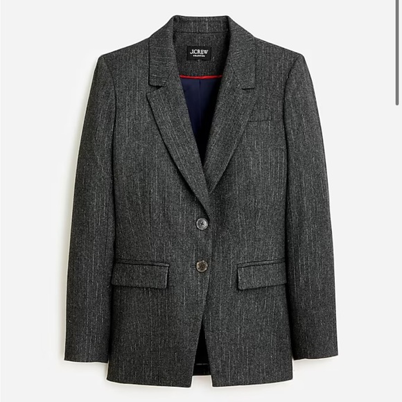 J.Crew Collection Italian Wool Herringbone Blazer Mario Bellucci Fabric Size 12 - Picture 1 of 15